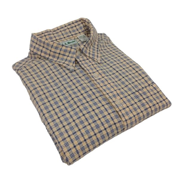 L.L. Bean Other - L.L. Bean Men's Plaid Yellow Long Sleeve Cotton Button Down Casual Shirt Large